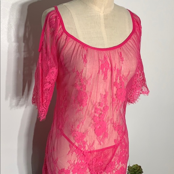 Sheer lace tunic and thong set - Picture 8 of 14